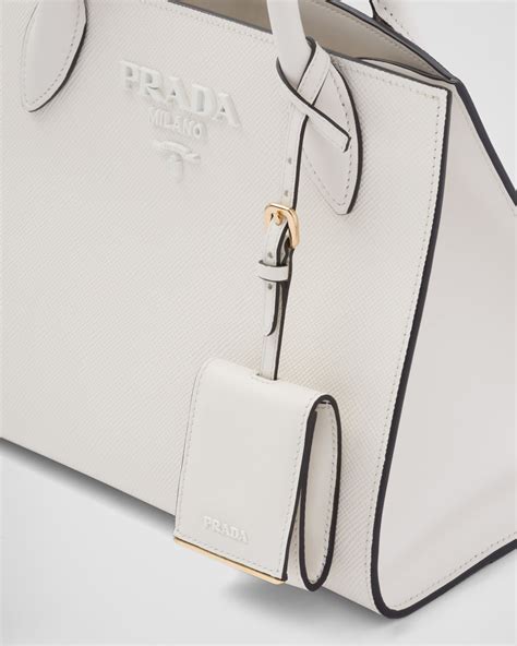 prada monochrome blau tasche|White Prada Monochrome Small Saffiano Bag .